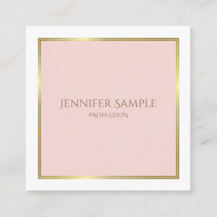 Professional Gold Blush Pink White Luxe Plain Vierkante Visitekaartje