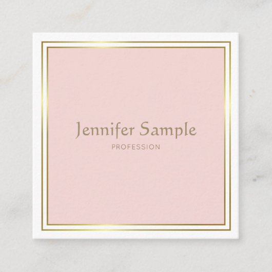 Professional Gold Blush Pink White Modern Luxe Vierkante Visitekaartje (Voorkant)