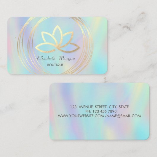 Professional Gold Circles Lotus Holographic Visitekaartje (Voorkant / Achterkant)