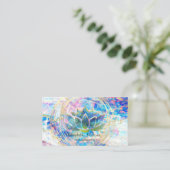 Professional, Gold Circles Lotus Opal Holographic Visitekaartje (Staand voorkant)