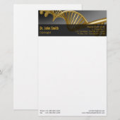Professional Gold DNA Strand Luxury Medical Briefpapier (Voorkant / Achterkant)