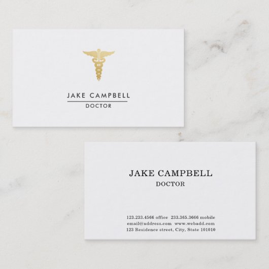 Professional Gold Doctor Medicinal Symbool Visitekaartje (Voorkant / Achterkant)