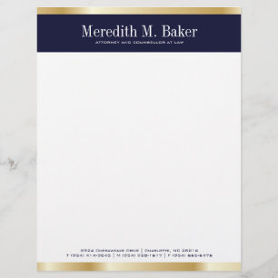 Professional Gold en Navy Letterhead Briefhoofd Ontwerp