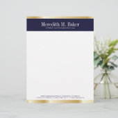 Professional Gold en Navy Letterhead Briefhoofd Ontwerp (Staand voorkant)