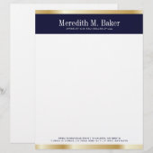 Professional Gold en Navy Letterhead Briefhoofd Ontwerp (Voorkant / Achterkant)