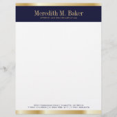 Professional Gold en Navy Letterhead Persoonlijk Briefhoofd (Voorkant)