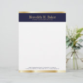 Professional Gold en Navy Letterhead Persoonlijk Briefhoofd (Staand voorkant)