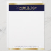 Professional Gold en Navy Letterhead Persoonlijk Briefhoofd (Voorkant / Achterkant)
