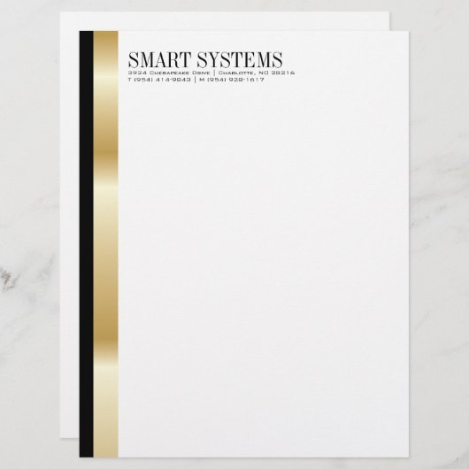 Professional Gold en zwarte briefhoofd (Voorkant / Achterkant)