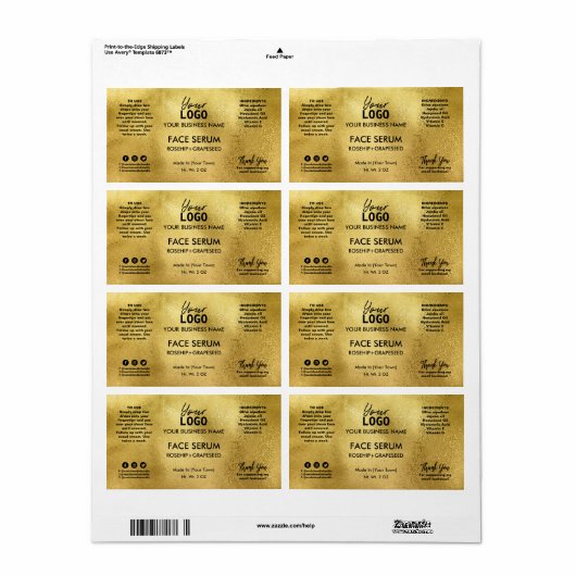 Professional Gold Face Serum Etiket (Full Sheet)