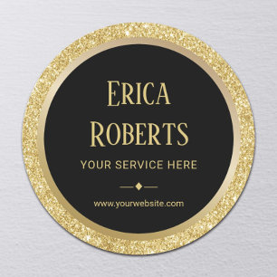 Professional Gold Glitter Border Moderne Business Ronde Sticker