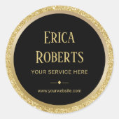 Professional Gold Glitter Border Moderne Business Ronde Sticker (Voorkant)