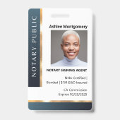 Professional Gold Grey Notional Signing Agent-ID Badge (Front)