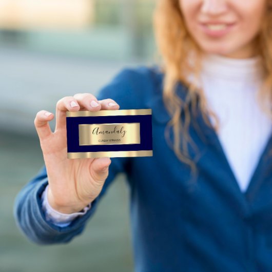 Professional Gold Hairdresser Makeup Artist Navy Visitekaartje