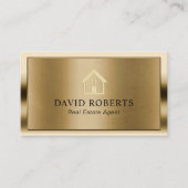 Professional Gold House Logo Real Estate Realtor Visitekaartje (Voorkant)