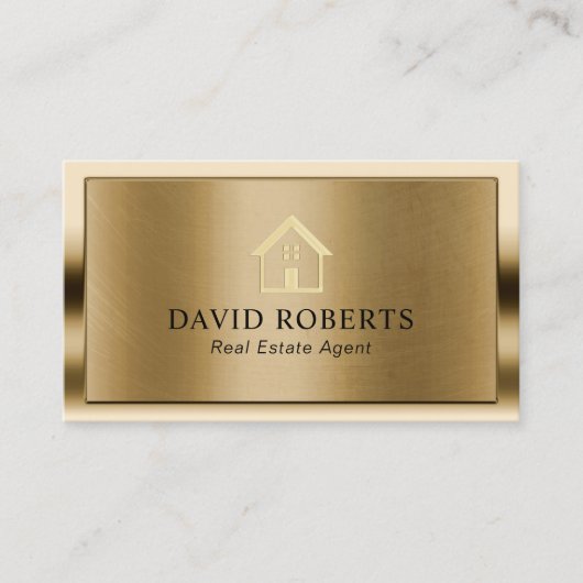 Professional Gold House Logo Real Estate Realtor Visitekaartje (Voorkant)