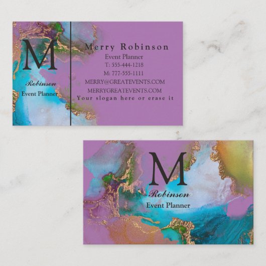 Professional Gold Lavender Marble Visitekaartje (Voorkant / Achterkant)