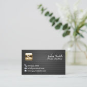 Professional Gold Logo Dark Metal Chauffeur Visitekaartje (Staand voorkant)