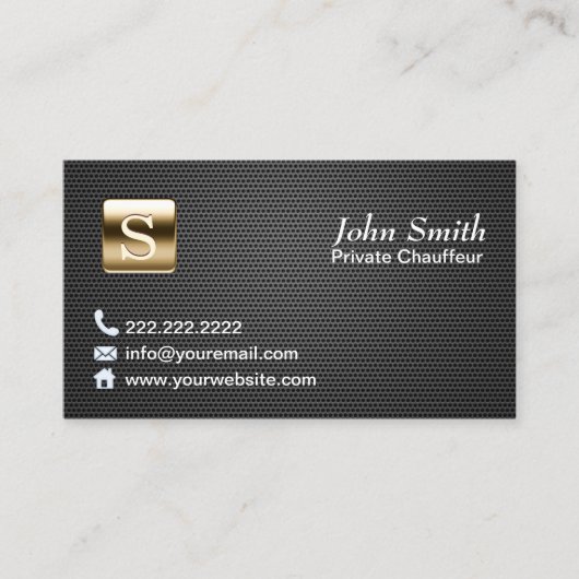 Professional Gold Logo Dark Metal Chauffeur Visitekaartje (Voorkant)
