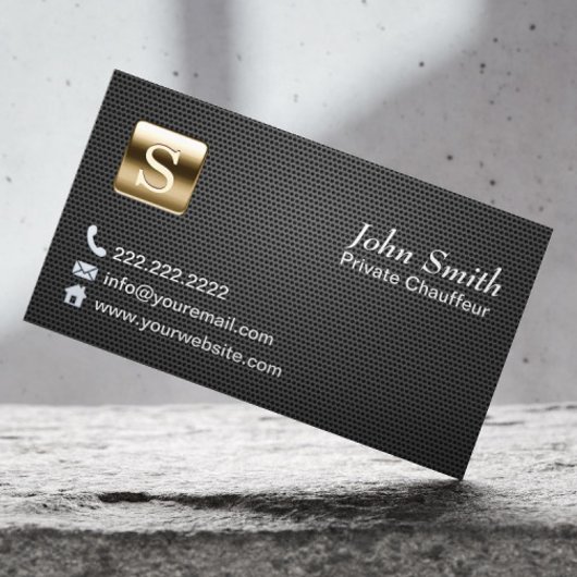 Professional Gold Logo Dark Metal Chauffeur Visitekaartje