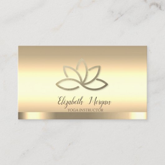Professional Gold Lotus Flower Yoga Instructor Visitekaartje (Voorkant)