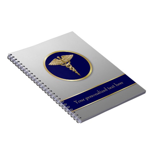 Professional Gold Medical Caduceus Blue Notitieboek (Rechterzijde)