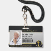 Professional Gold Medical Hygieia Bowl Foto ID Badge (Front with Lanyard)