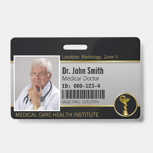 Professional Gold Medical Hygieia Bowl Foto ID Badge (Front)