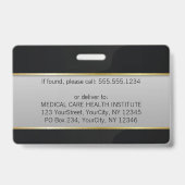 Professional Gold Medical Hygieia Bowl Foto ID Badge (Back)