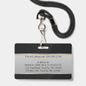 Professional Gold Medical Hygieia Bowl Foto ID Badge (Back with Lanyard)