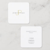 Professional Gold Monogram Sjabloon Trendy Modern Vierkante Visitekaartje (Voorkant / Achterkant)