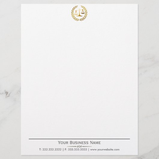 Professional Gold Scale Lawyer/Attorney Letterhead Persoonlijk Briefhoofd (Voorkant)