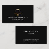 Professional Gold Scales Attorney Law Firma Black Visitekaartje (Voorkant / Achterkant)
