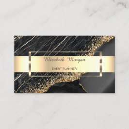 Professional Gold Stripe Black Marble Sequins Visitekaartje