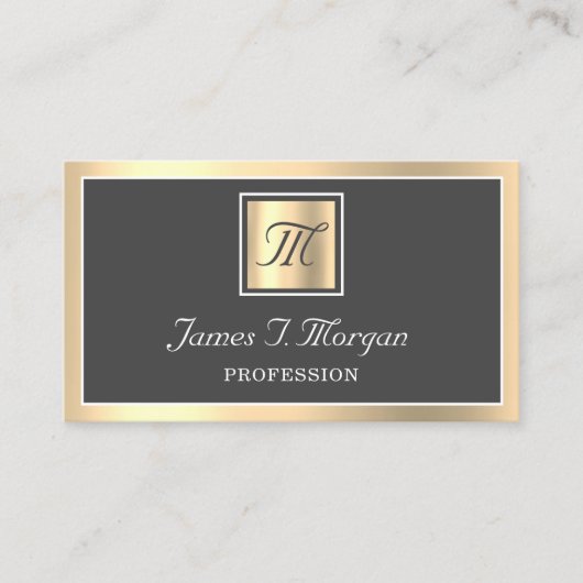 Professional Golden Sepia Logo Gray Monogram Visitekaartje (Voorkant)