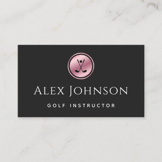 Professional Golf Instructor Coach Roos Gold Black Visitekaartje (Voorkant)