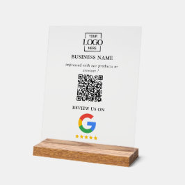 Professional Google Reviews QR Code Business Logo Acryl Bord