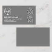 Professional Gray Logo QR Code Modern Visitekaartje (Voorkant / Achterkant)
