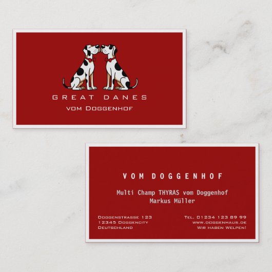 Professional Great Dane Visitekaartje (Voorkant / Achterkant)