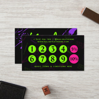 Professional Green Neon Paars Nails Nail Salon Klantenkaartje