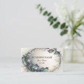 Professional Green Paarse Leaves Rustic Elegant Visitekaartje (Staand voorkant)