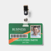 Professional Green Staff ID Badge (Voorkant met clip)