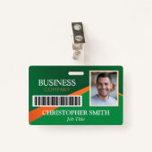 Professional Green Staff ID Badge (Voorkant met clip)