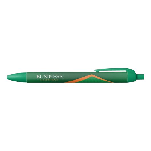 Professional Green with Orange Stripe Business Zwarte Inkt Pen (Bovenkant)
