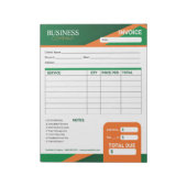 Professional Green with Orange Stripe Invoice Form Notitieblok (Linkerzijde)