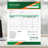 Professional Green with Orange Stripe Invoice Form Notitieblok