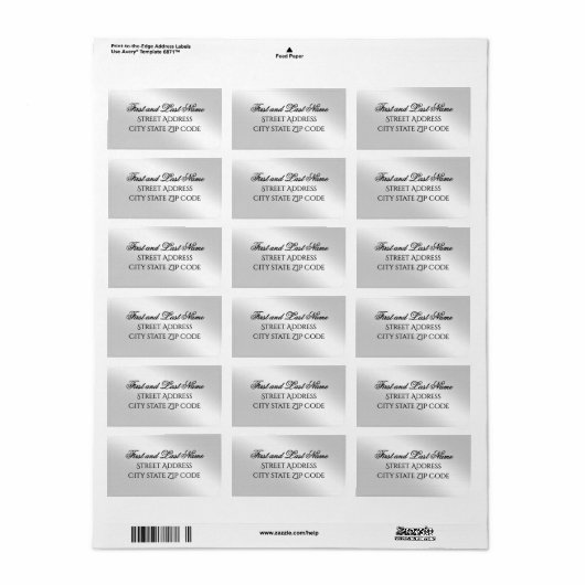 Professional Greetings Silver Return Address Label (Full Sheet)