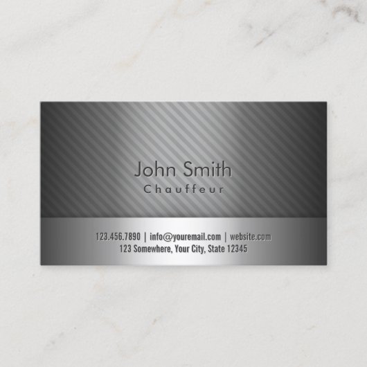 Professional Grey Metal Chauffeur Visitekaartje (Voorkant)