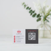 Professional Grey Red voeg uw Logo QR Code toe Visitekaartje (Staand voorkant)