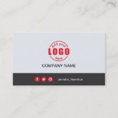 Professional Grey Red voeg uw Logo QR Code toe Visitekaartje (Achterkant)